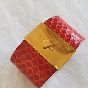 Leighelena Genuine Python Cuff in Red